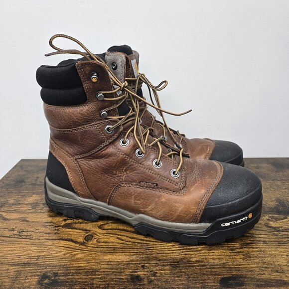Carhartt Ground Force 8" Composite Toe Waterproof Work Boots Mens 11 Brown - Picture 1 of 9